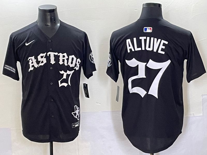 Men 2025 Houston Astros 27 Altuve Black Seven generations Joint Name Nike MLB Jersey style 9
